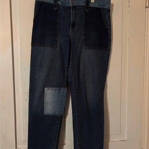 Time and Tru Dark Blue Denim Jeans with Brown Topstitching